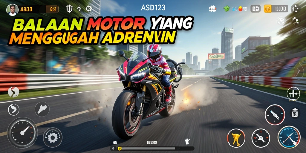 Gameplay seru balapan motor di ASD123 yang mendebarkan.