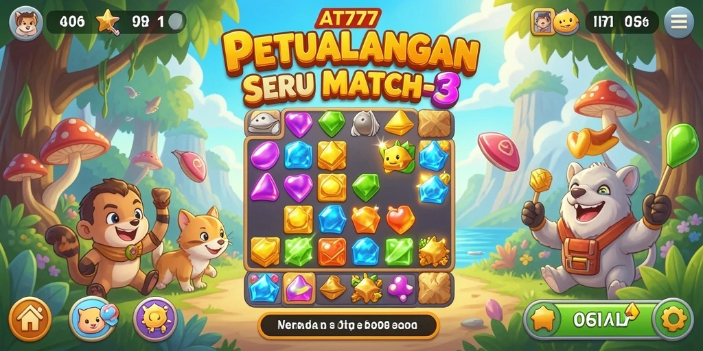 Tampilan gameplay AT777 yang penuh warna dan menantang.