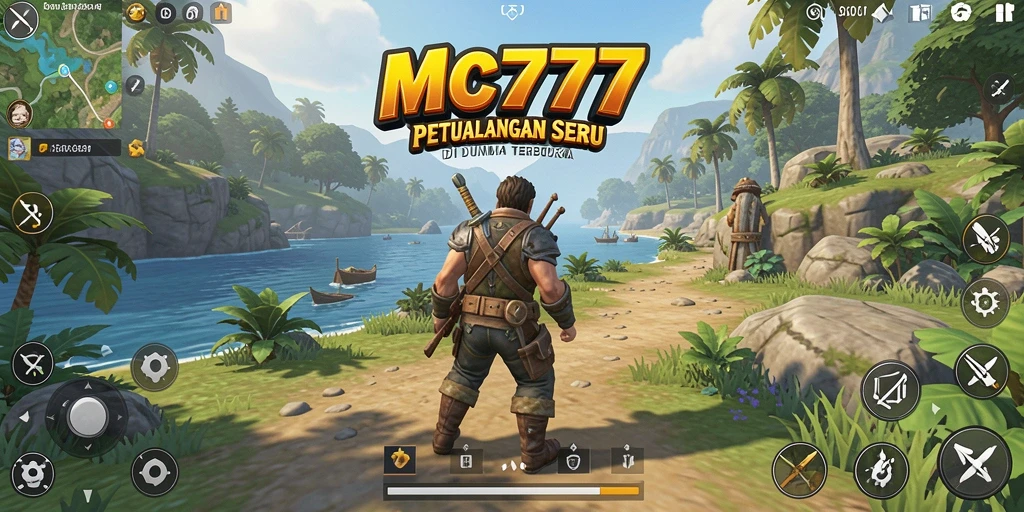 Tampilan gameplay MC777 yang menampilkan petualangan dalam dunia terbuka.