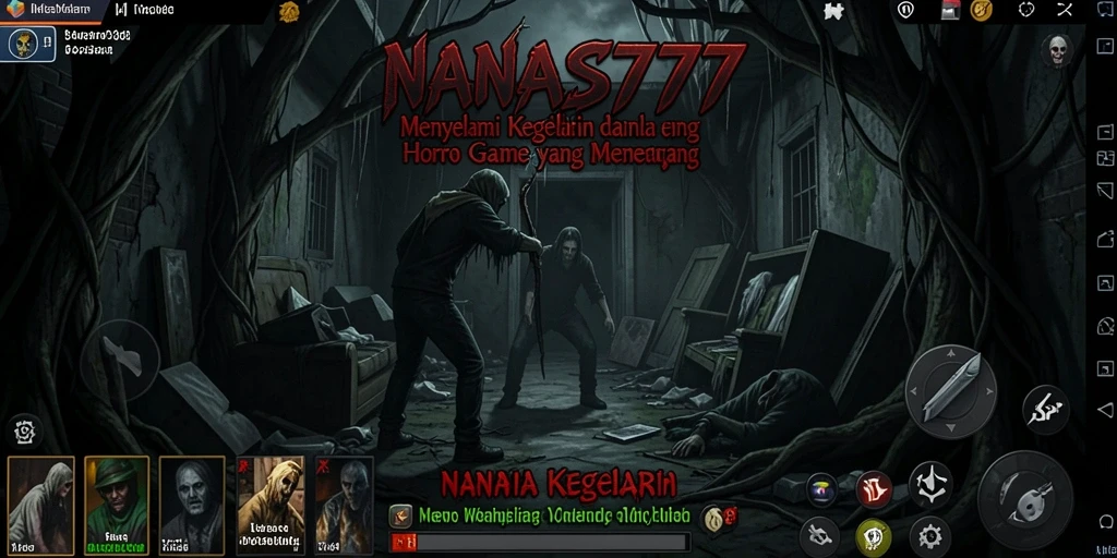 Tangkapan layar gameplay NANAS777 dengan suasana horor yang mencekam.