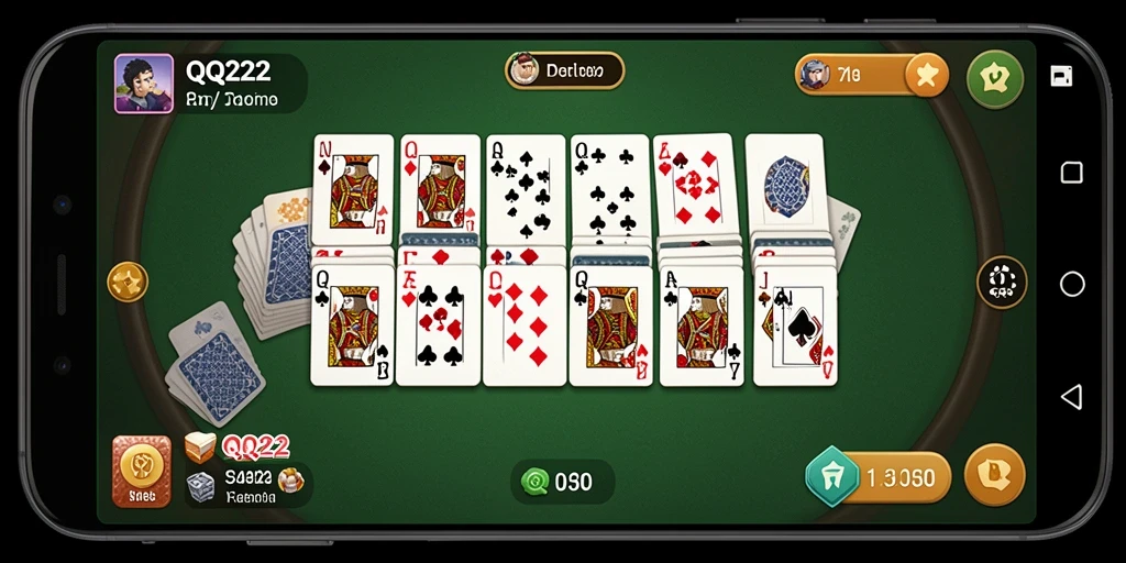 Tampilan gameplay seru di QQ222 dengan teman-teman bermain Domino.