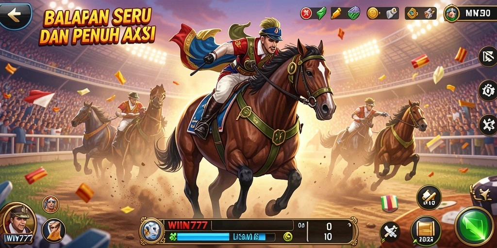 Screenshot gameplay WIN777 yang menampilkan aksi balapan seru.